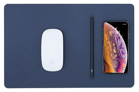 Tappetino per Mouse 34,6x22,5x0,5 cm con Base di Ricarica Wireless Veloce Blu Notte