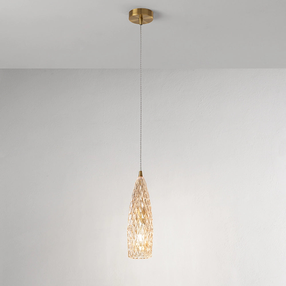 Sospensione Contemporanea Flut Metallo Oro Vetro Ambra 1 Luce E27