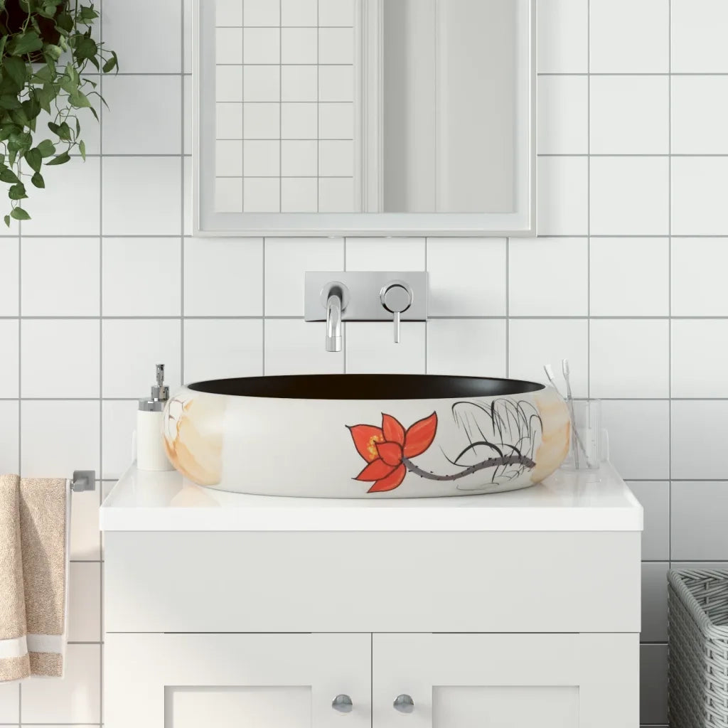 Lavabo da Appoggio Multicolore Ovale 59x40x15 cm Ceramica CFW3182376