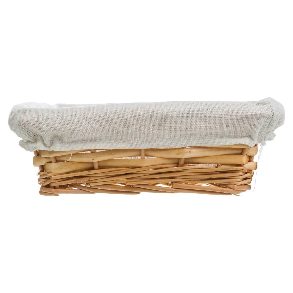 Vassoio in vimini con rivestimento bianco 36x24x8h