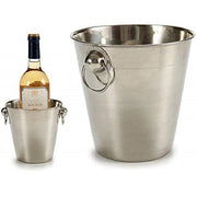 Trade Shop - Secchiello In Acciaio Porta Ghiaccio Con Manici Piccolo 18 Cm Portabottiglie -