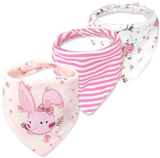 Set di 3 Bandane per Bambini Super Assorbenti a Cotone per la Cura della Pelle 17-Konijn