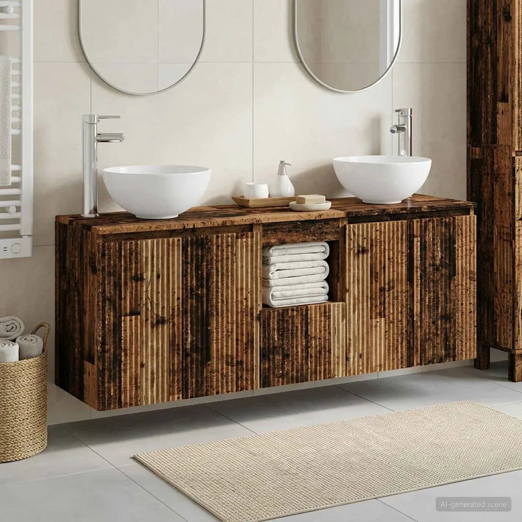 Set di Armadi da Bagno 3 pz Legno antico 49,5 x 41 x 64,5 cm 3405635