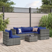 vidaXL Set Divani da Giardino 6 pz con Cuscini in Polyrattan Grigio