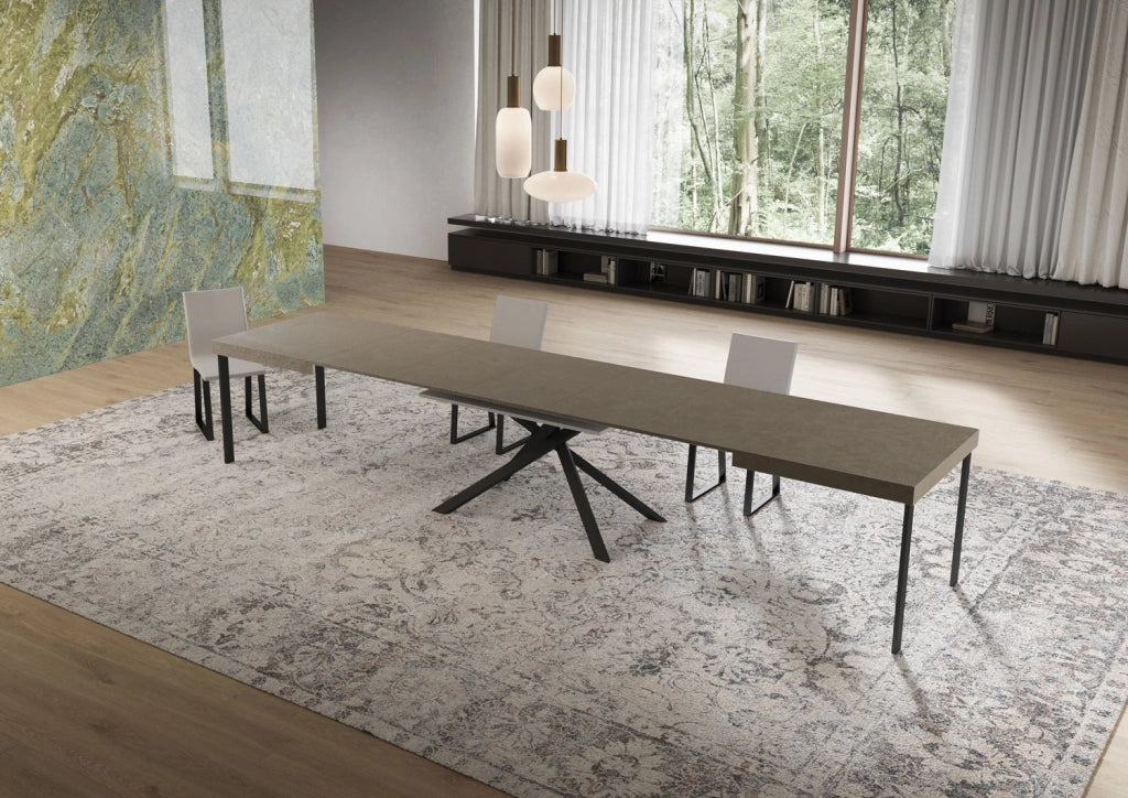Tavolo allungabile 160/420x90 cm Niket tortora gambe antracite