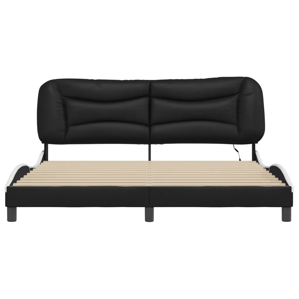 Giroletto con LED senza Materasso Nero e Bianco 180x200 cm