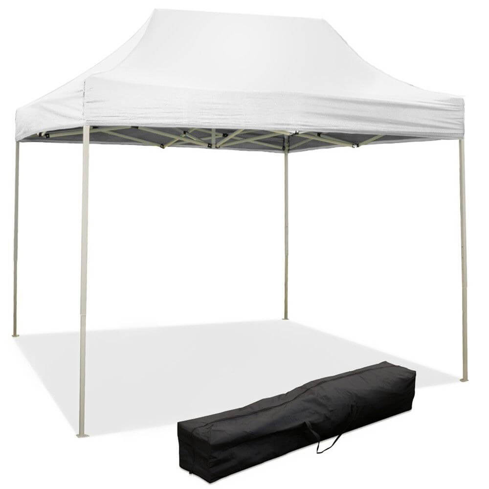 Gazebo Richiudibile Pieghevole 3x2m in Acciaio e PVC Impermeabile Bianco