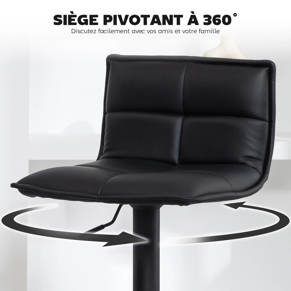 Sgabelli da bar regolabili in altezza con sedile girevole ¨C zephmum ¨C PU nero 44x45x85-106 cm