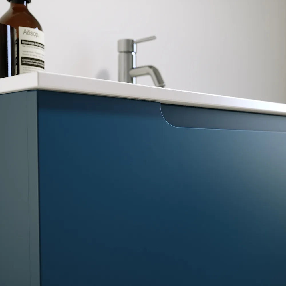 Mobile bagno sospeso 60 cm un cassetto blu zaffiro opaco con lavabo | Ardenne