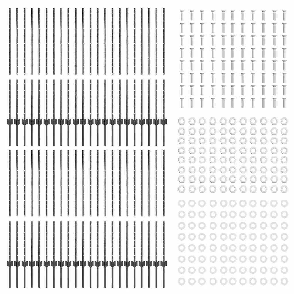 Palo della recinzione 44 pcs Grigio 160 cm Acciaio 3335939