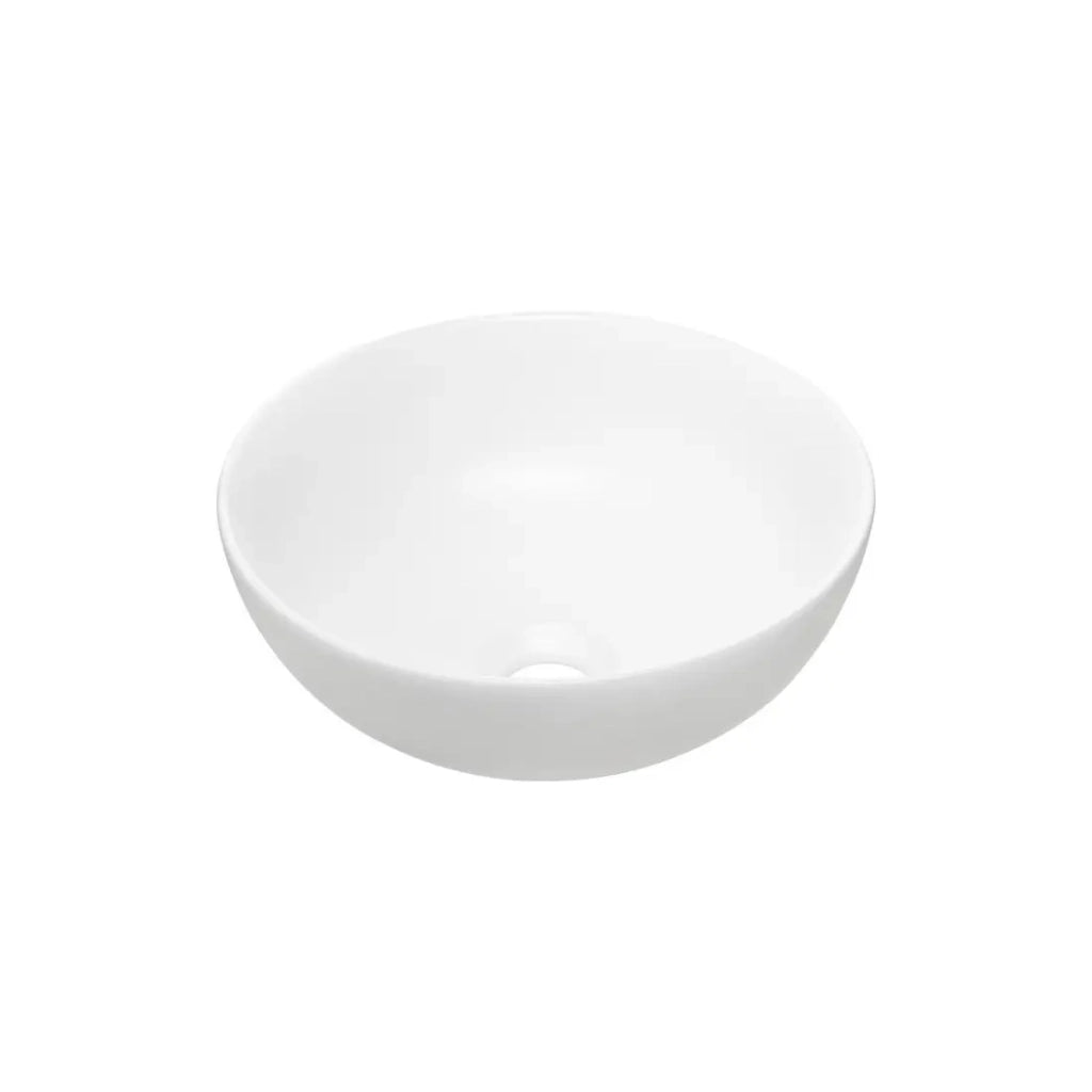Lavabo da appoggio rotondo 32 cm bianco opaco in ceramica