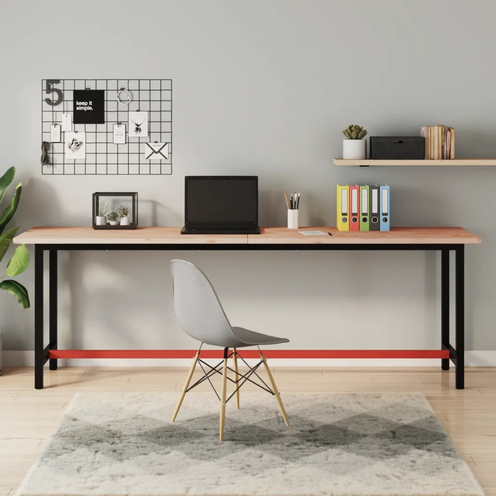 Piano Scrivania 220x55x2,5 cm in Legno Massello di Faggio 356098