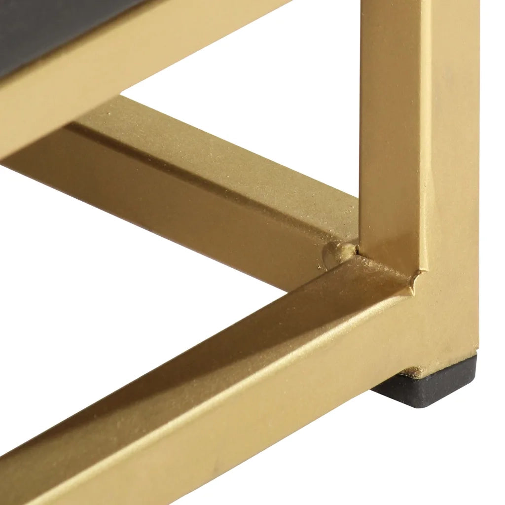 Comodino Nero e Oro 40x30x50 cm in Legno Massello di Mango cod mxl 30150