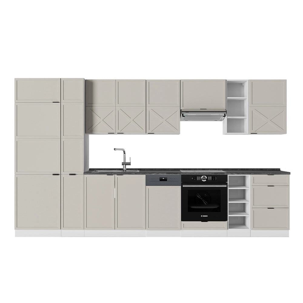 Cucina componibile Fame-Line GrigioBeige/Bianco 355 cm, PL Antracite Vicco