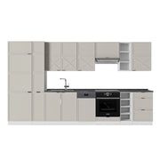 Cucina componibile Fame-Line GrigioBeige/Bianco 355 cm, PL Antracite Vicco