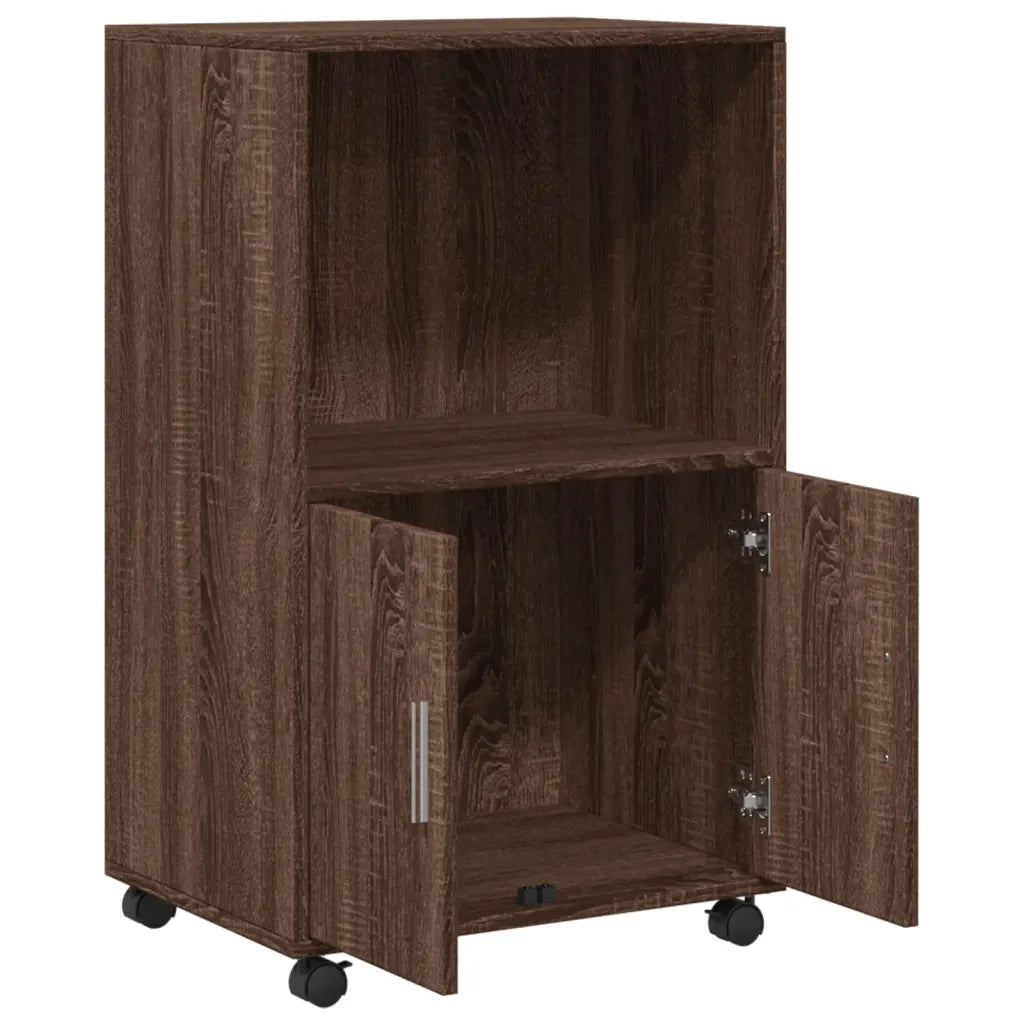 Mobiletto con Ruote Rovere Marrone 55x40x91 cm in Truciolato