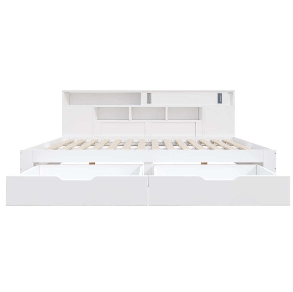 Letto singolo multifunzione 90x190 cm bianco con cassetti, armadi e ripiani