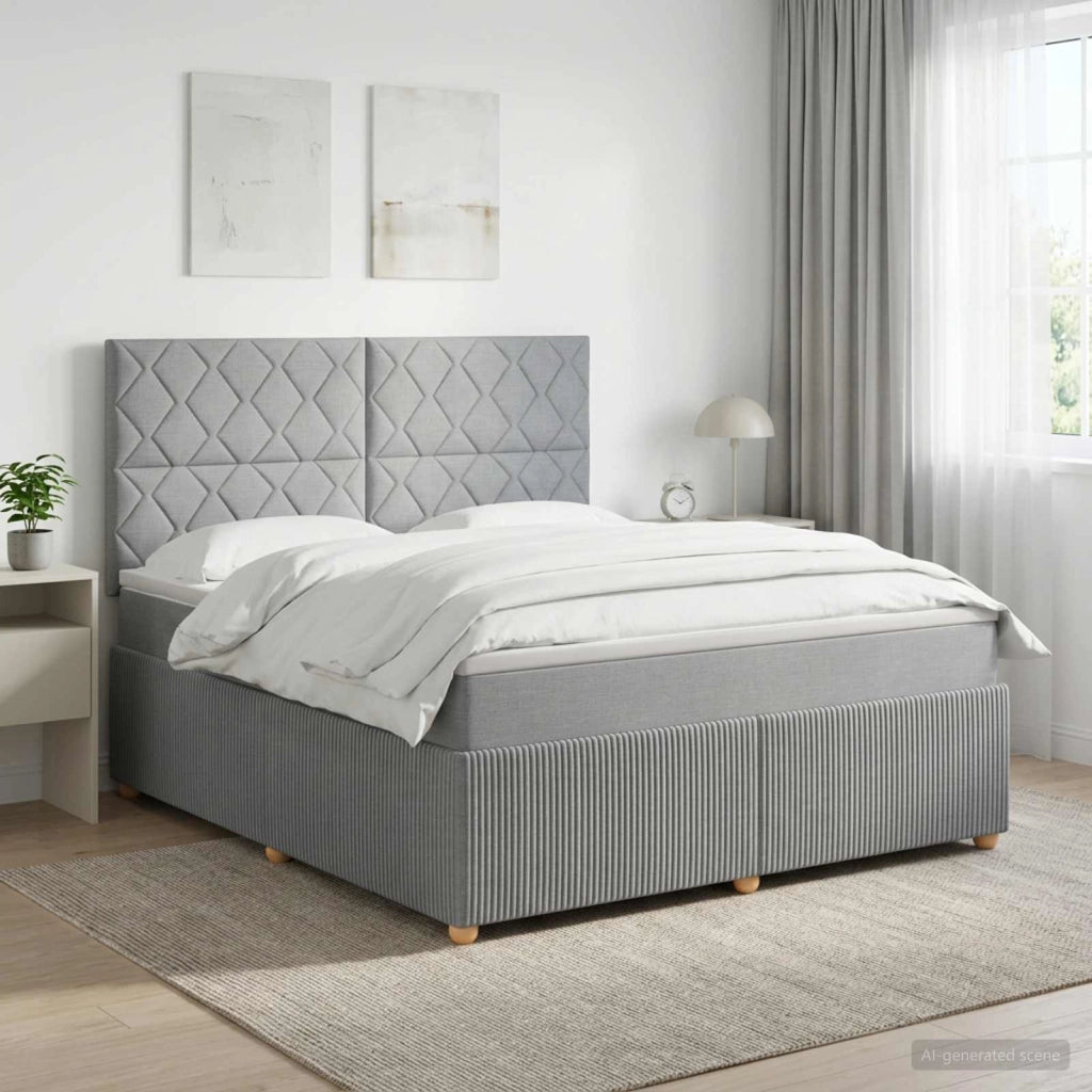 Letto Box Spring LED con Materasso Grigio Chiaro 180 x 200 cm 3455923