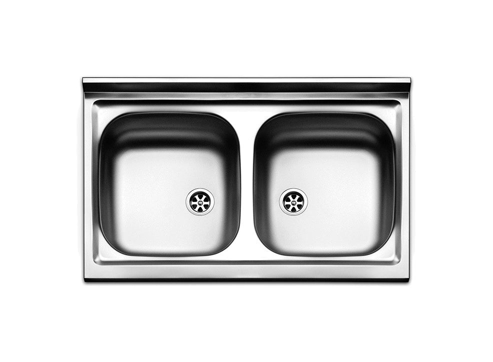 Lavello da appoggio in acciaio inox 2 vasche dimensioni 80x50 cm pi802pc apell