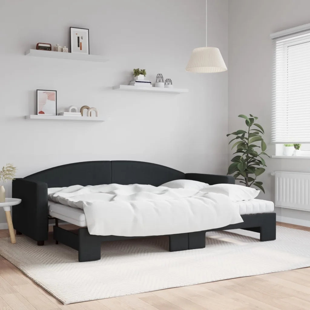 Divano Letto Estraibile con Materassi Nero 80x200 cm Tessuto 3197203