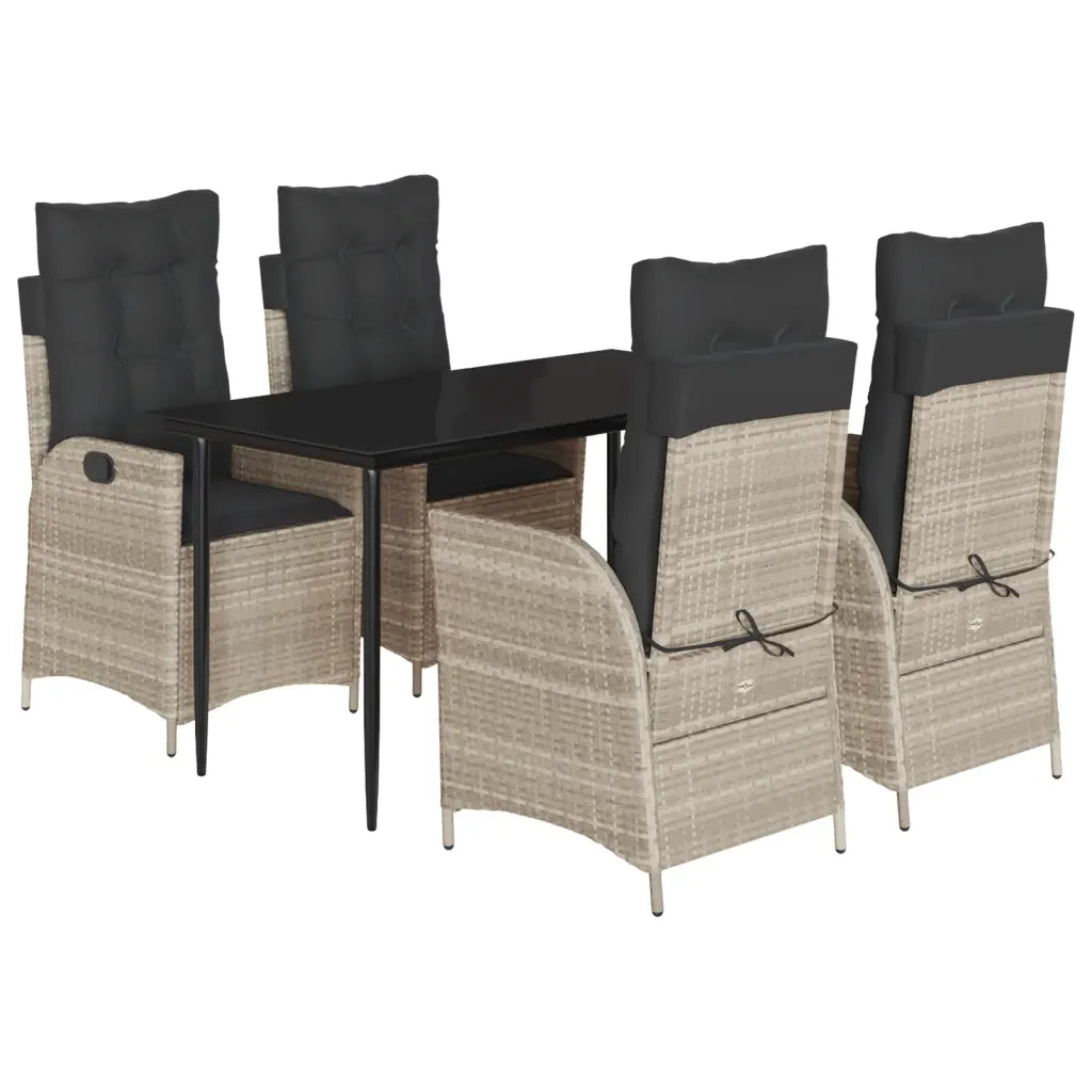 Set Pranzo da Giardino 5pz con Cuscini Grigio Chiaro Polyrattan 3213277
