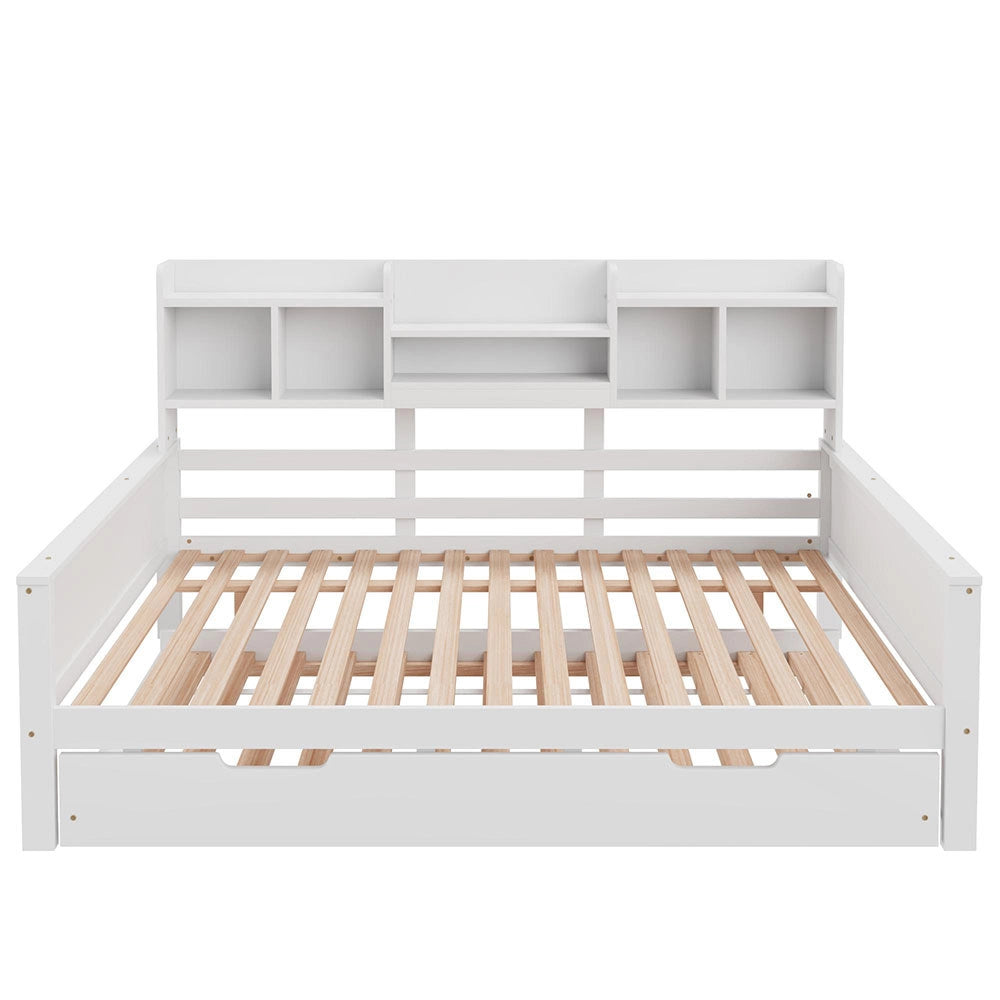 Divano letto estendibile 140x200cm - Xylo - bianco, scomparto, doghe