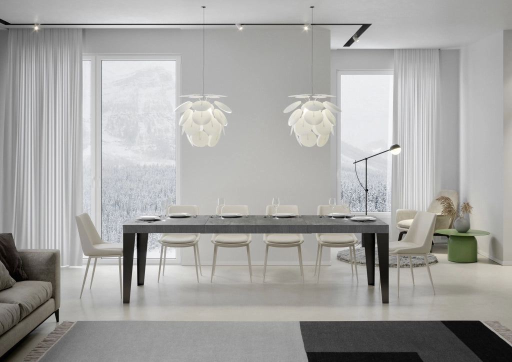 Tavolo allungabile 90x200/304 cm Flaris Premium cemento telaio Antracite