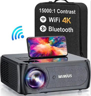 Proiettore 4K Full HD - 4D Keystone - WiFi 5G - 300 pollici - 10.000 Lumen - Incluso zaino portatile - Funzione di rotazione a 360 gradi