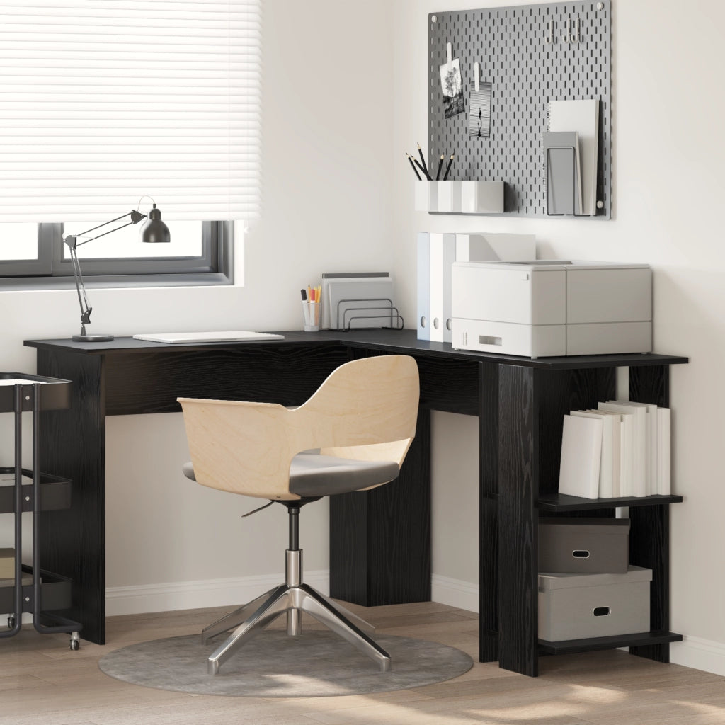 Scrivania ad Angolo in Rovere Nero Rovere Nero MDF Media