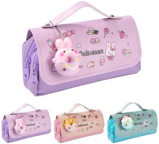 Etui per scuola - Etui per ufficio - Etui per ragazze - 3 compartimenti - Materiale Oxford in tessuto duraturo - Grande capacità