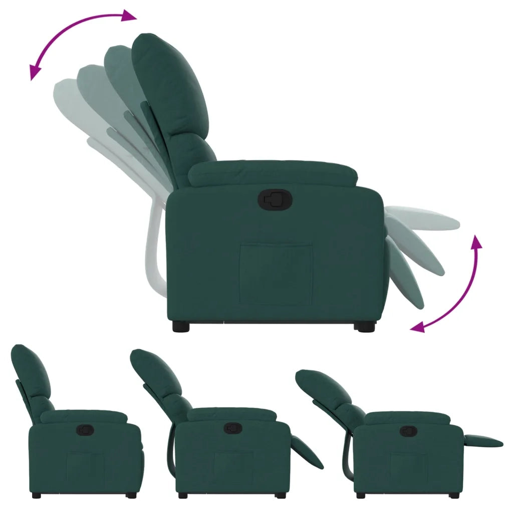 Poltrona | Sedia Relax Alzapersona Reclinabile Verde Scuro in Tessuto