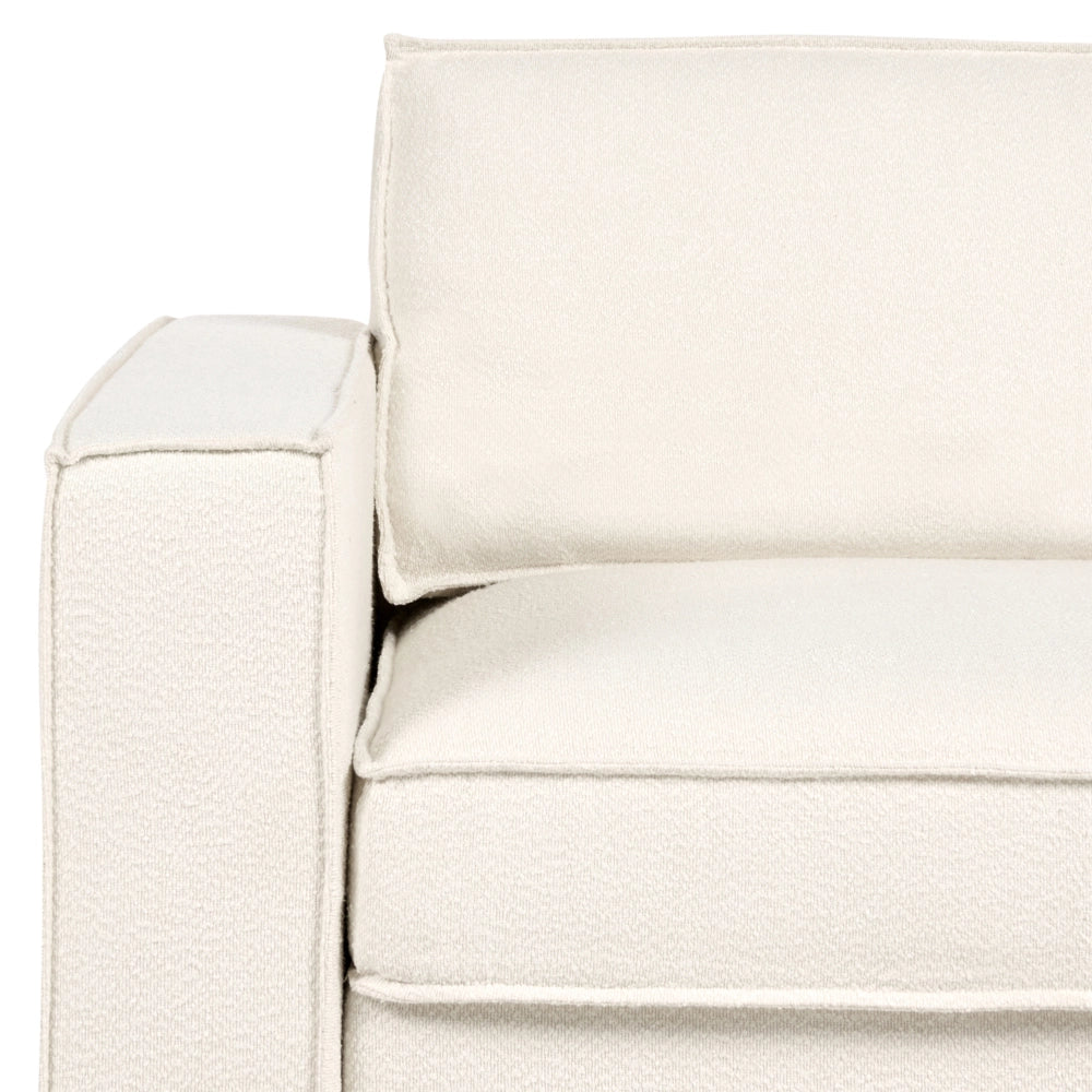 Divano angolare a sinistra in bouclé con schienale imbottito in poliestere e cuscini Beige chiaro stile moderno