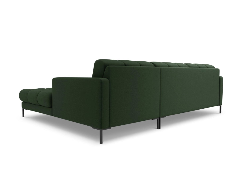 Cosmopolitan Design - Divano angolare destro "Bali" 5 posti in tessuto strutturato verde scuro 
