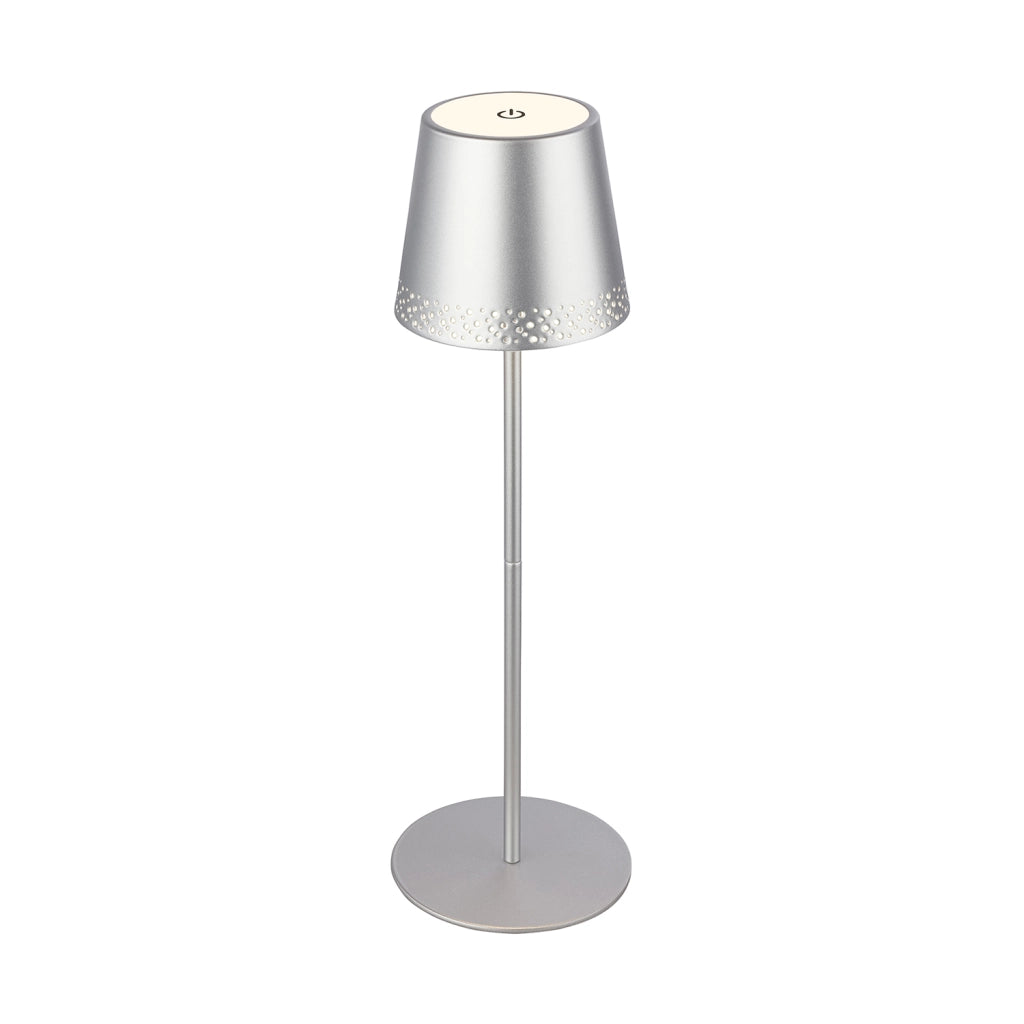 Lampada Da Tavolo Moderna Kiki Metallo Cromo Opaco Led Integrato 2,6W 3000K