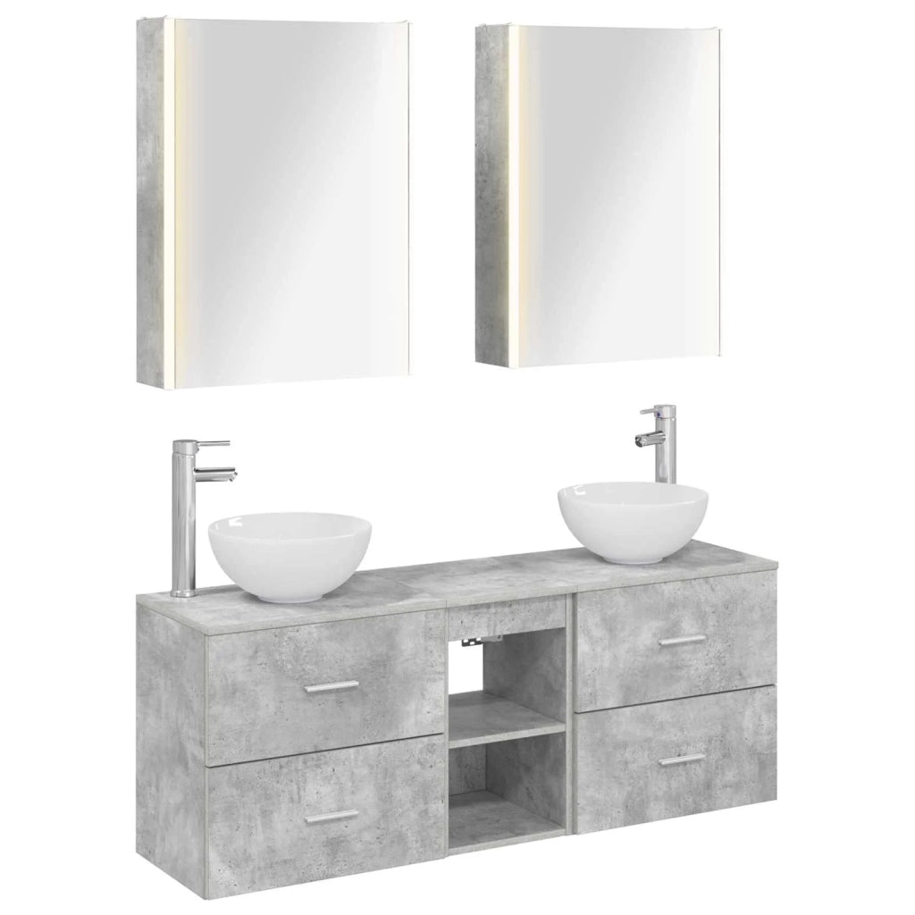 Set di Armadi da Bagno 5 pcs Grigio Cemento 53 x 15,5 x 70 cm 3406690