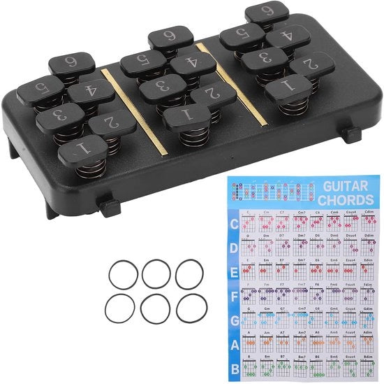 Strumento di accordatura per chitarra - 110+ accordi - tasti C/D/E/G/A - esercizio di posizione - prevenzione del dolore alle dita - efficienza migliorata - aiuto per la chitarra