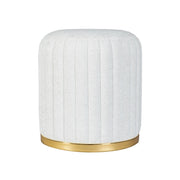 Pouf Doric bianco e oro in tessuto con base metallica