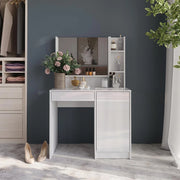 Tavolo da toeletta Sherry, Bianco/bianco lucido, 89.8 cm 3 parti