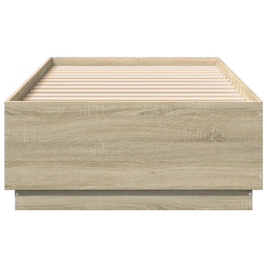 Giroletto con Luci LED-Struttura Letto Rovere Sonoma 90x200cm Legno Multistrato 376456