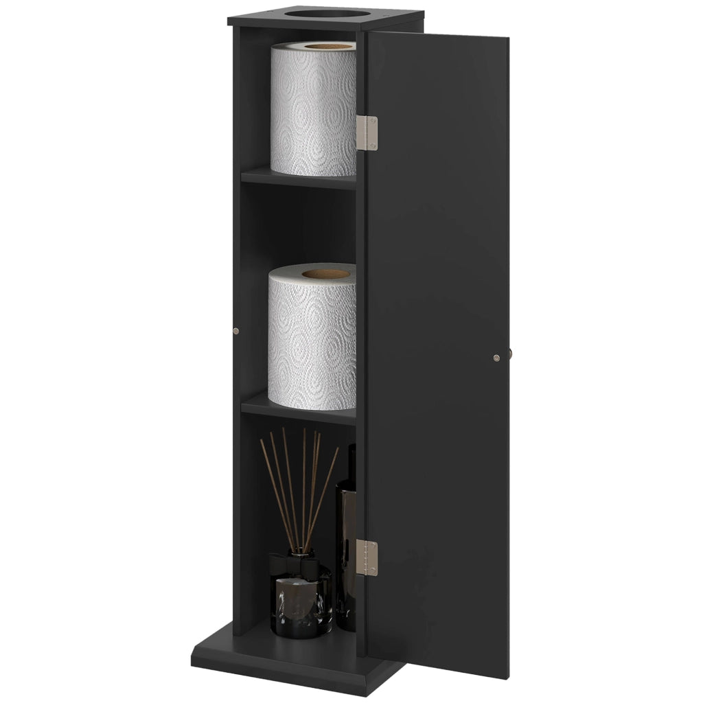 Mobiletto bagno 3 ripiani con portarotolo ¨C Xylo ¨C nero salvaspazio