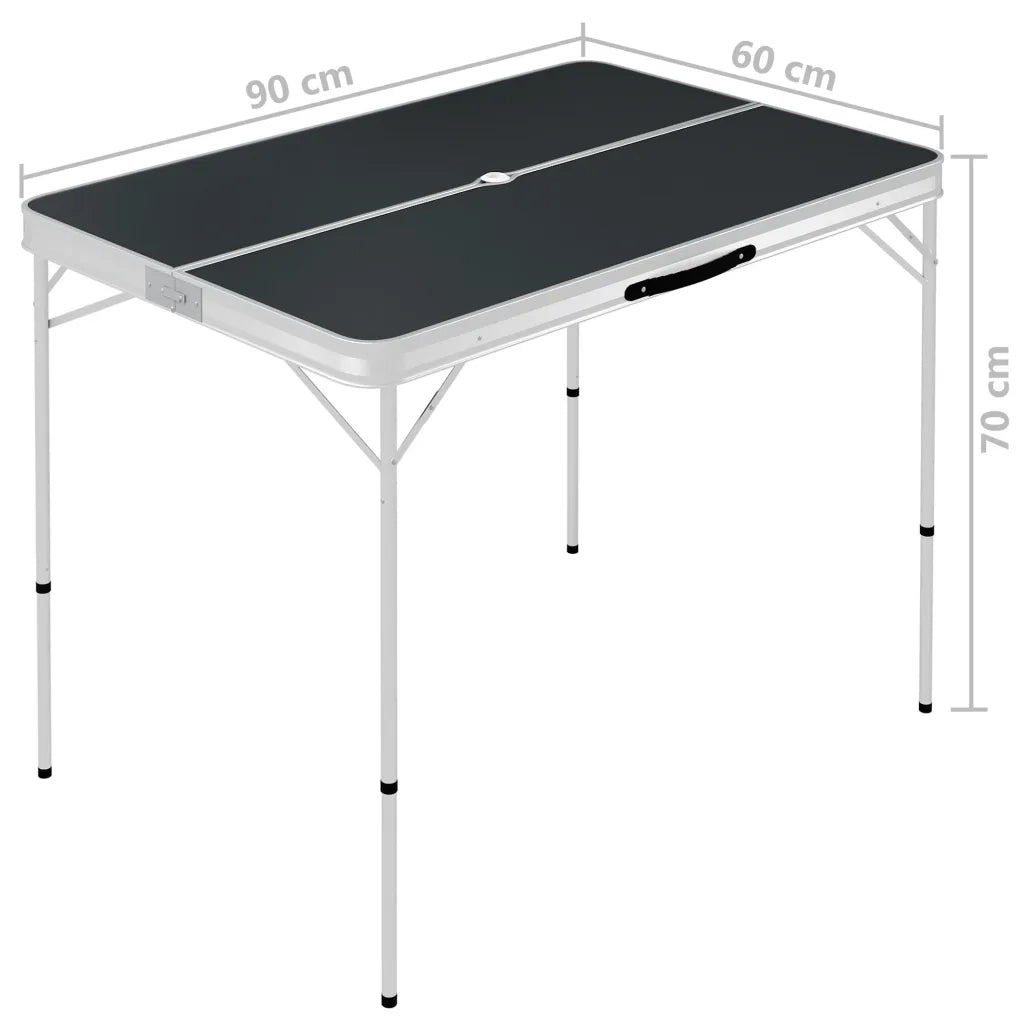 Tavolo da Campeggio Pieghevole con 2 Panche in Alluminio Grigio CFW6261573