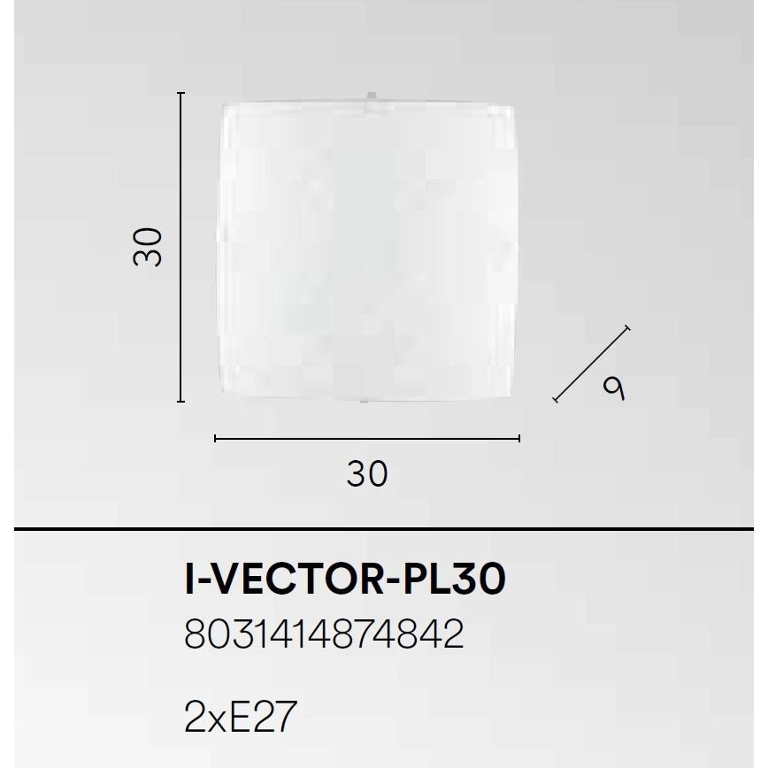 PLAFONIERA VECTOR 2XE27 30X30XH9CM BIANCA/GRIGIA.