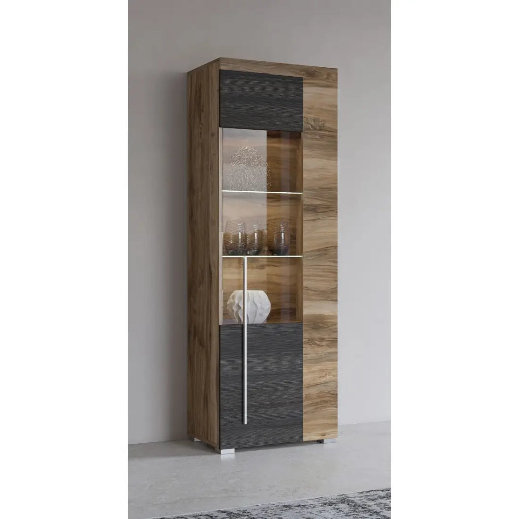 Vetrina 1 porta sinistra BRAZZA – Apertura destra – 5 nicchie – Facciata vetrata noce satinato