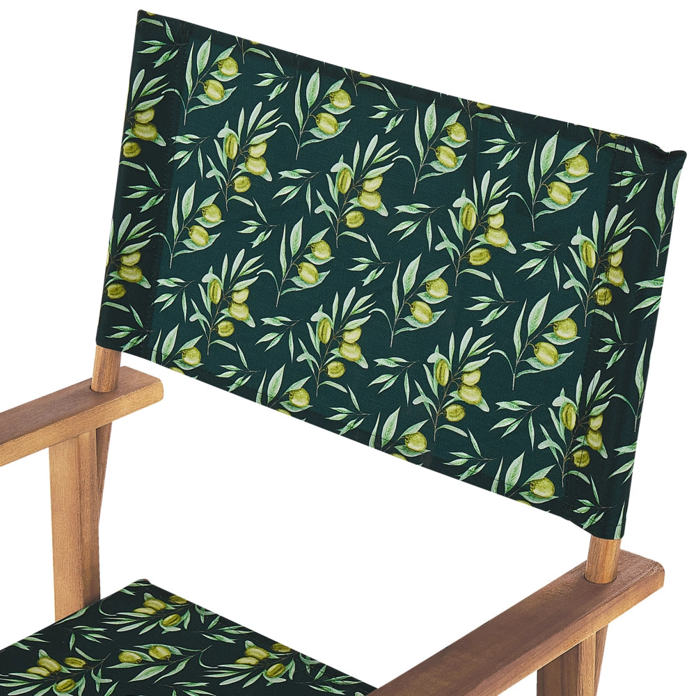 Set di 2 sedie da regista da giardino in legno chiaro con tessuto di ricambio in tessuto di acacia olive bianco sporco con 2 Tele intercambiabili