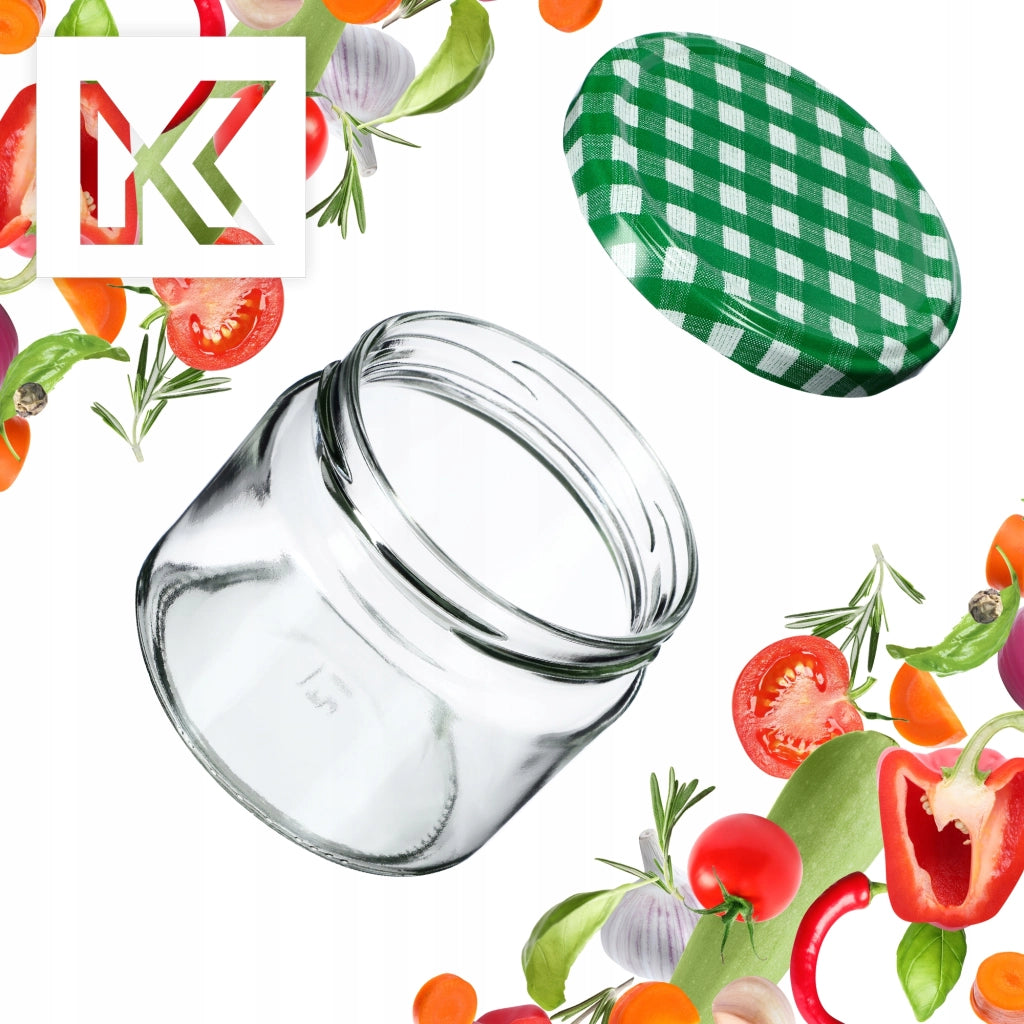 KADAX Sonka barattoli di vetro 330ml 10pz 82mm + coperchio "Green Grid"