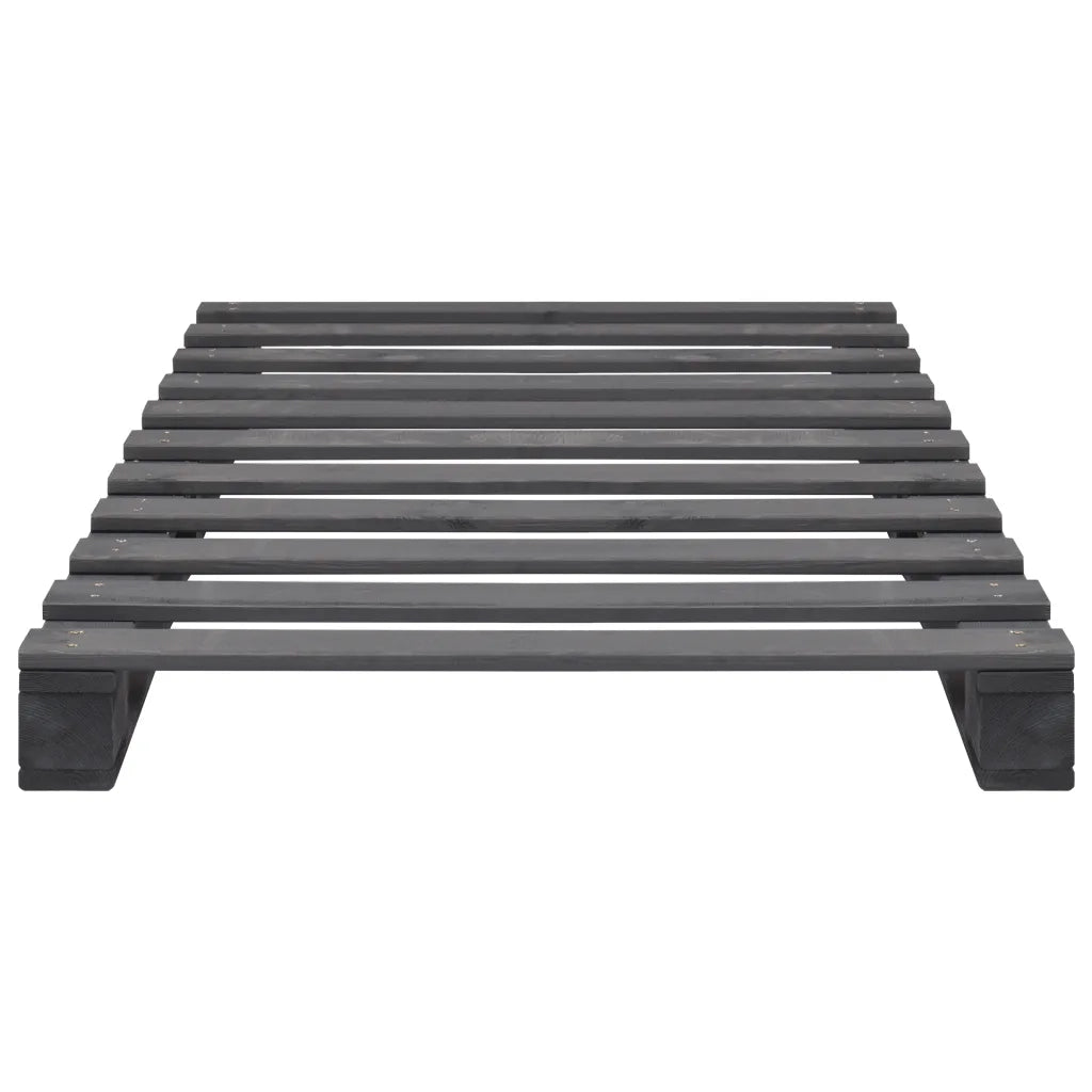 Giroletto in Pallet-Struttura Letto Grigio Legno Massello di Pino 90x200 cm