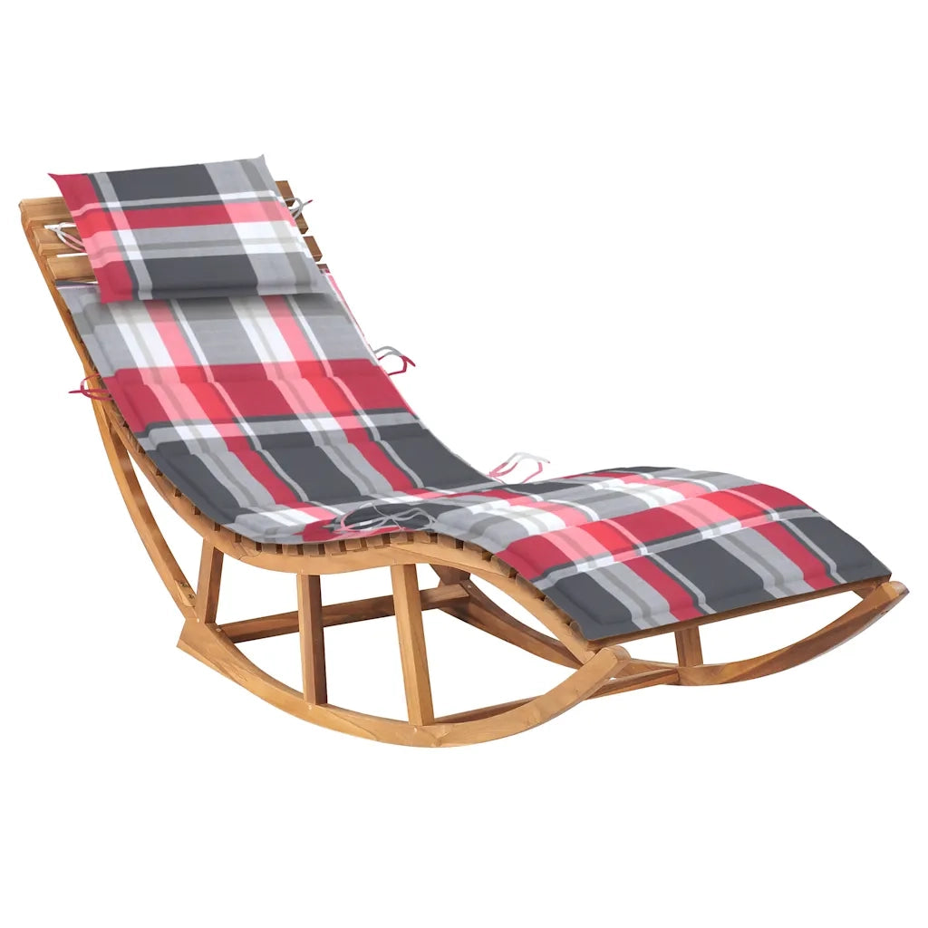 Lettino Prendisole a Dondolo con Cuscino in Massello di Teak cod mxl 67146