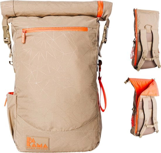 Borsa a sacchetto in terra [EARTH BAG] con coperchio rimovibile 25l piccola realizzata con PLASTICO RICICLATO (rosa) - Borsa per lavoro, fitness con tasca laptop - Borsa a tracolla e borsa a sacchetto per donne