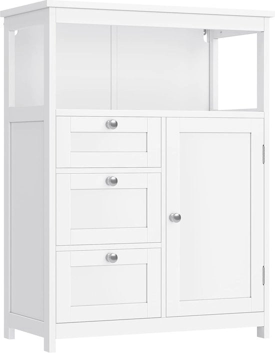 Cassettone da bagno con 3 ante e pannelli regolabili - Bianco - 30 x 60 x 80 cm