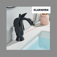 ADRIAN | Rubinetteria da bagno di design in acciaio inox con effetto cigno per lavabo lussuoso nero opaco ristorazione | miscelatore bagno 2 attacchi